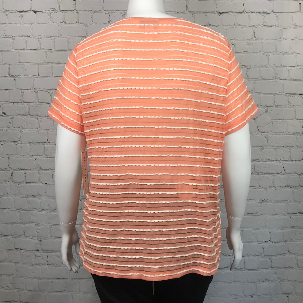 Alfred Dunner Peach & White Sheer Top Sz 1X 2X 3X - Picture 3 of 4